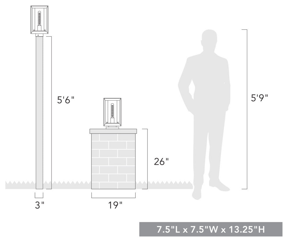 Golden Lighting 2073-OPR SD Smyth 13" Tall Post Light - Natural Black