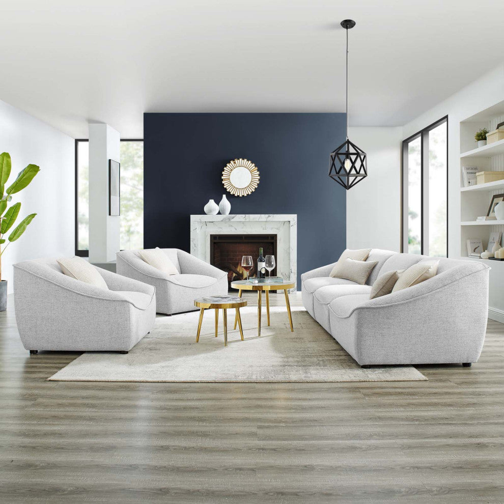 Armchair and Sofa Set, Fabric, Gray, Modern, Living Lounge Hospitality