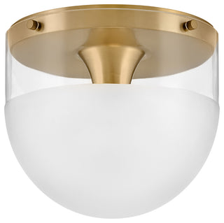 Hinkley 9" Beck Flush Mount Ceiling Light - Lacquered Brass + Etch-Dipped Glass