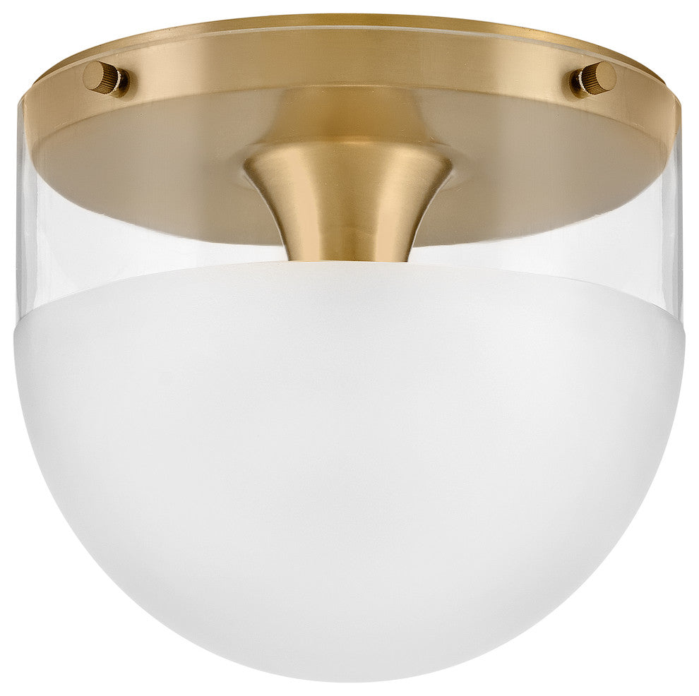 Hinkley 9" Beck Flush Mount Ceiling Light - Lacquered Brass + Etch-Dipped Glass