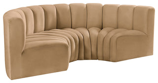 Arc Velvet Upholstered 4-Pc. Inward Curved Modular Sectional, Camel