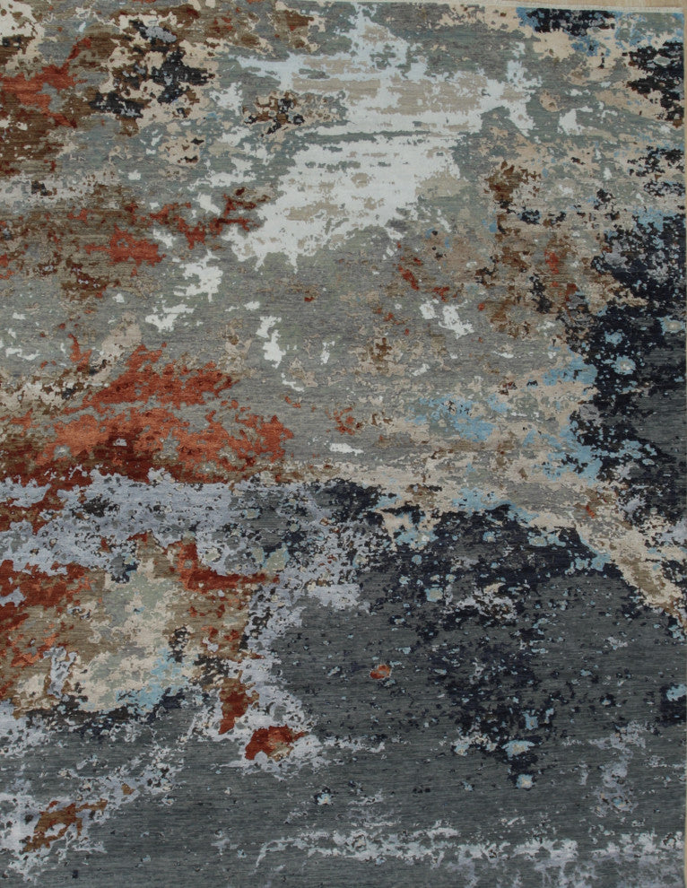 Blue Contemporary Abstract Galaxy Area Rug