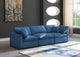 Plush Velvet / Down Standard Comfort Modular Sofa, Navy, 3-Piece: 1 Armless Chair, 2 Corner Chair