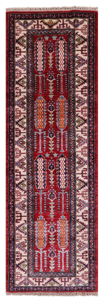 Hand-Knotted Super Kazak Runner Rug 2' 0" X 6' 2" Q7714