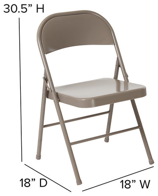 2 Pack HERCULES Series Double Braced Metal Folding Chair, Gray