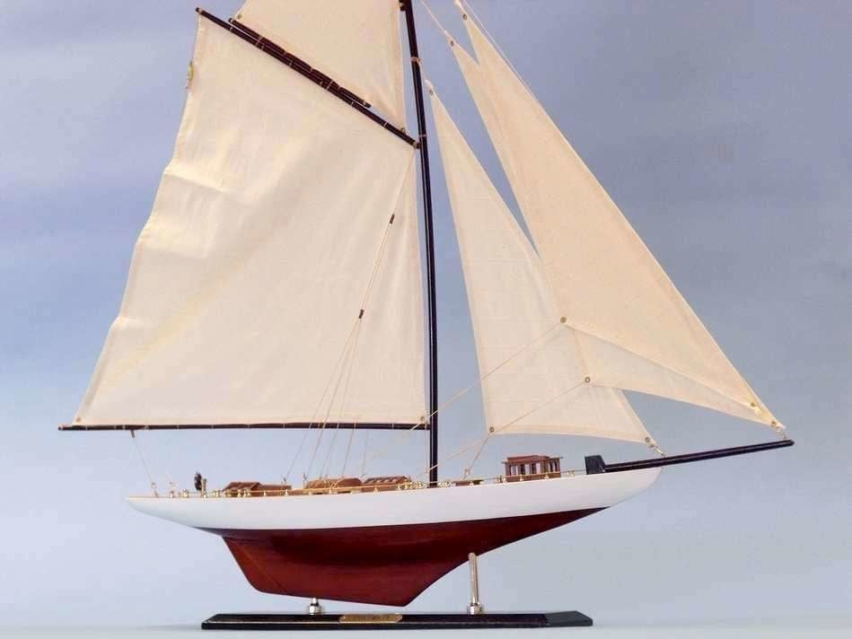 Wooden Columbia Limited Model Sailboat Decoration, 35"