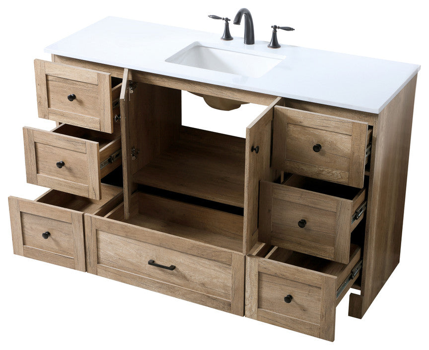 Home Living 54" SIngle Bathroom Vanity, Natural Oak