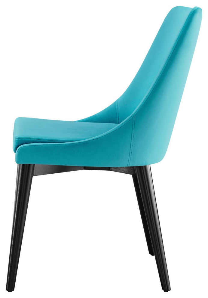 Side Dining Chair, Blue, Velvet, Modern, Kitchen Bistro Restaurant Hospitality