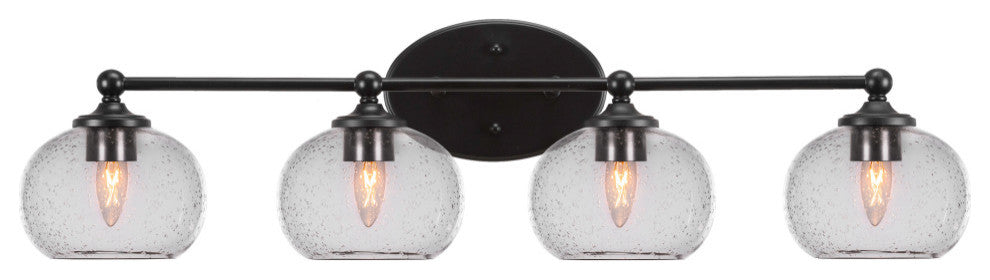 Capri 4-Light Bath Bar, Matte Black/Clear Bubble