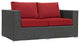 Canvas Red Sojourn Outdoor Patio Sunbrella Loveseat