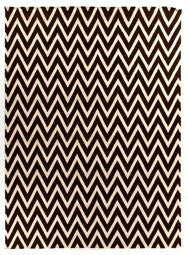 Corina Chevron Dhurrie Rug, Brown, 5''x8''