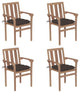 Vidaxl Stackable Garden Chairs With Cushions, Set of 4, Solid Teak Wood
