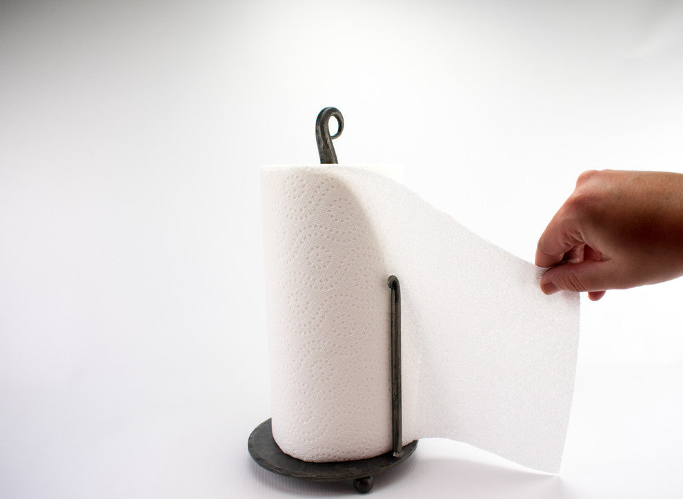 Counter Top Paper Towel Holder, Hand Forged Iron, Natural