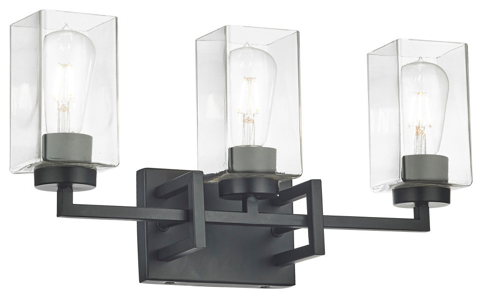 3 Light Geometric Vanity Light in Matte Black