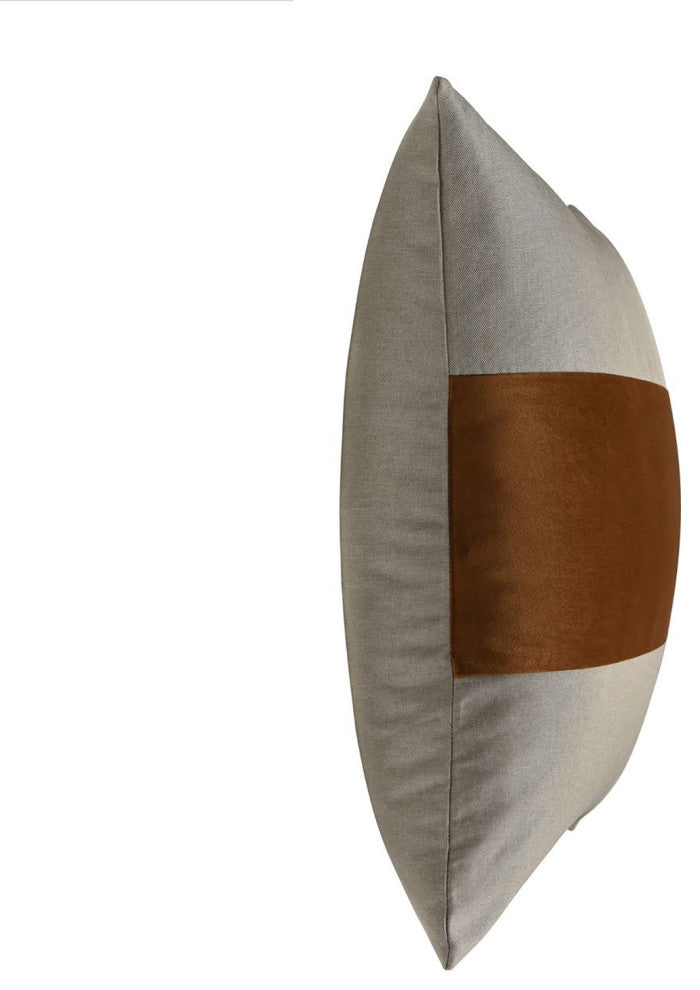 Dann Foley Lifestyle-Banded Throw Pillow-24"x24"-Pale Yellowish-Gray, Cinnamon