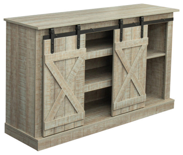 Farmhouse Wood Entertainment Center Modern Storage Cabinet TV Table with Gray