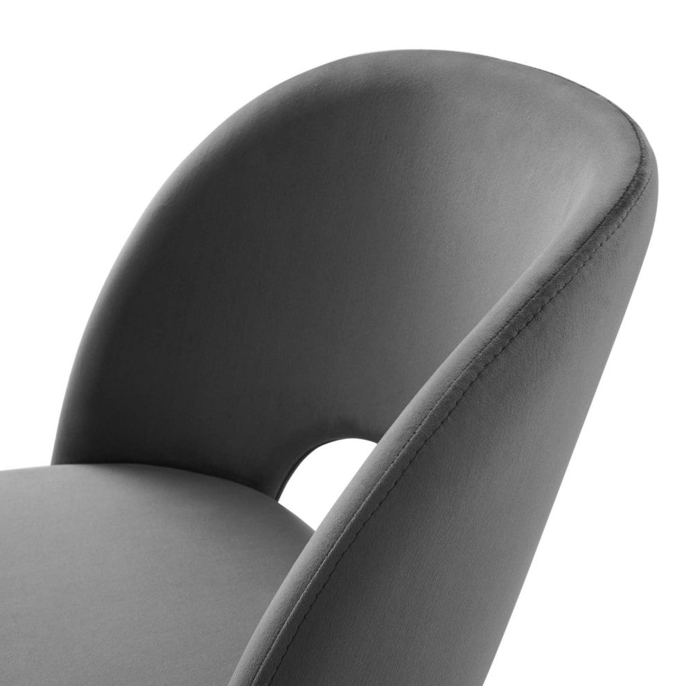Side Dining Chair, Velvet, Dark Gray, Modern, Bistro Restaurant Hospitality