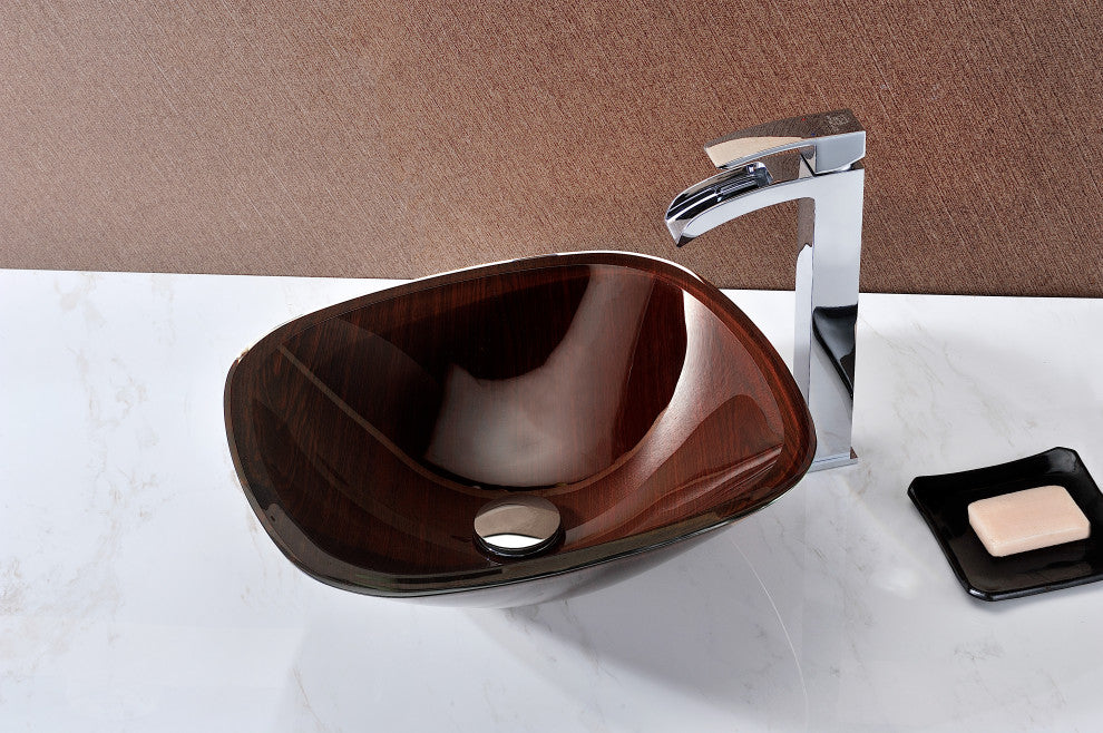 ANZZI Vonu Series Tempered Glass  Bathroom Vessel Sink