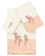 100% Turkish Cotton Sofia 3-Piece Embellished Towel Set, Cream
