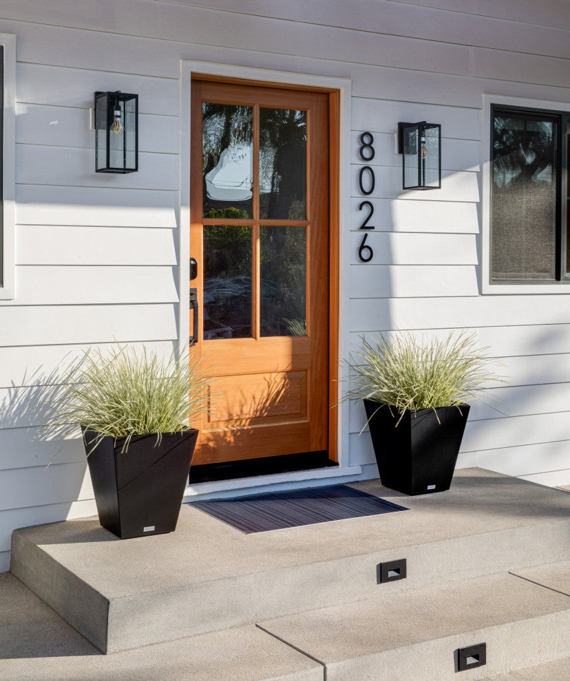 Nobleton Square Planter, Black, 18 Inch, 2 Pack