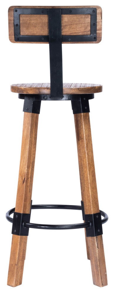 Sturdy Wood and Metal Bar Stool