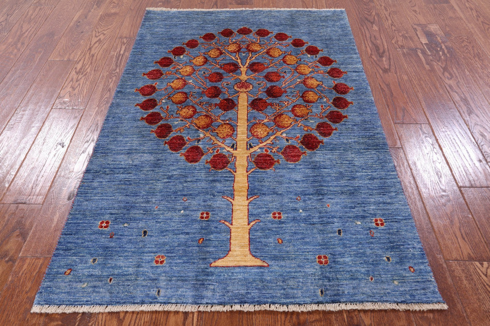 Persian Gabbeh Pomegranate Tree Wool Rug 3' 4" X 4' 10" Q11060