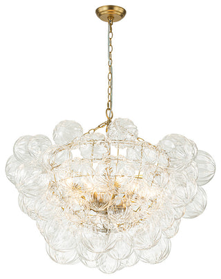 Modern Textured Glass Bubble Chandelier, Brass, 8 Lights