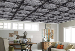 Antique Silver 3D Ceiling Panels, 2'x2', 200 Sq Ft, Pack of 50