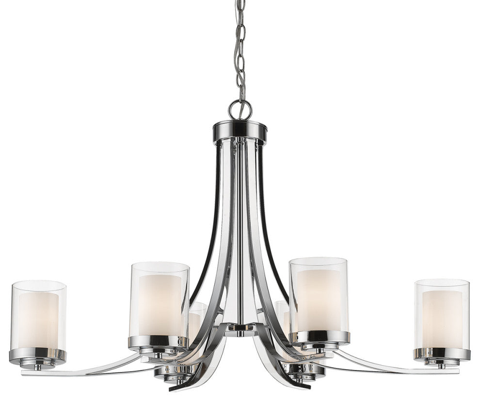 Zlite 426-6-CH 6-Light Chandelier, Clear Outside/Matte Opal Inside
