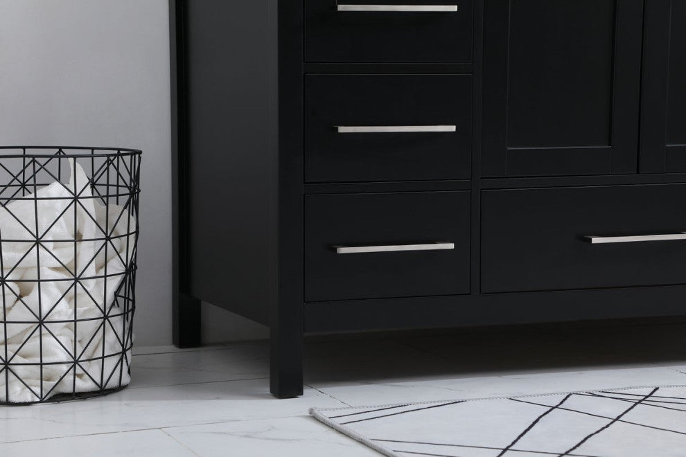 Iris 48" Single Bathroom Vanity, Black With Backsplash