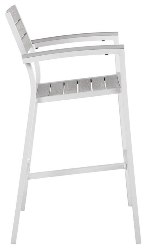 Modway Maine Aluminum Outdoor Patio Bar Stool in White/Light Gray (Set of 2)