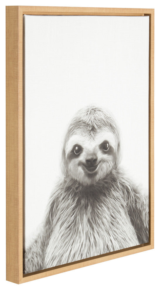 Sylvie Sloth 18x24, Natural Framed Canvas Wall Art by Simon Te Tai