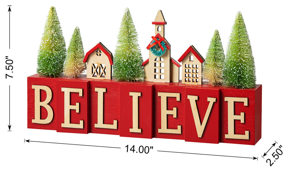 14"L Christmas Wooden Table Decor
