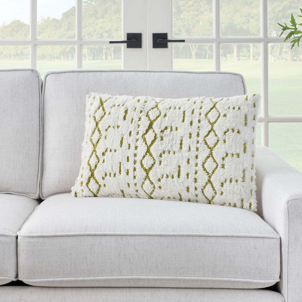Mina Victory AA019 Throw Pillow, Lime, 12"X20"