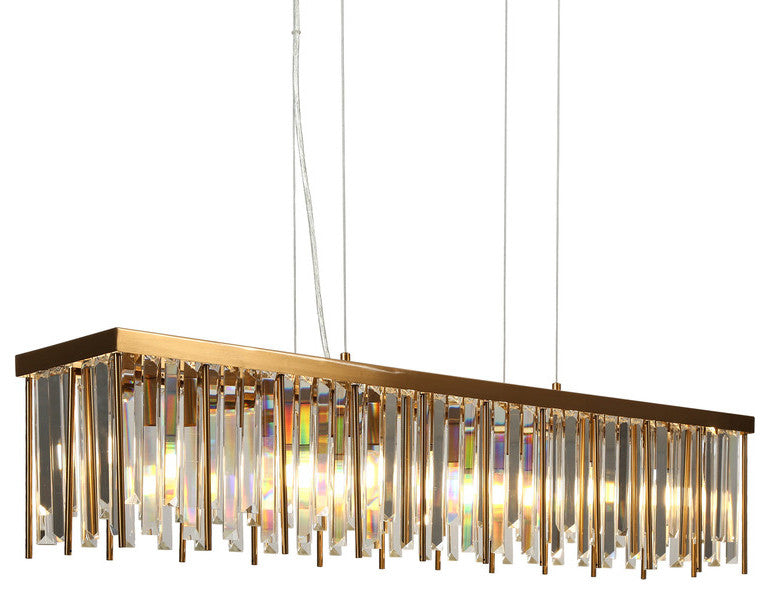 LNC Athean 7-Light 41.5" Brass Modern Crystal Rectangle Island Light