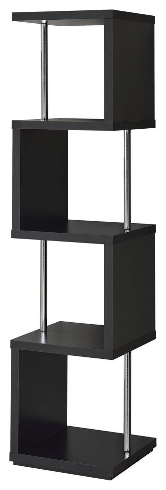 Rectangular 4-Shelf Bookcase, Black