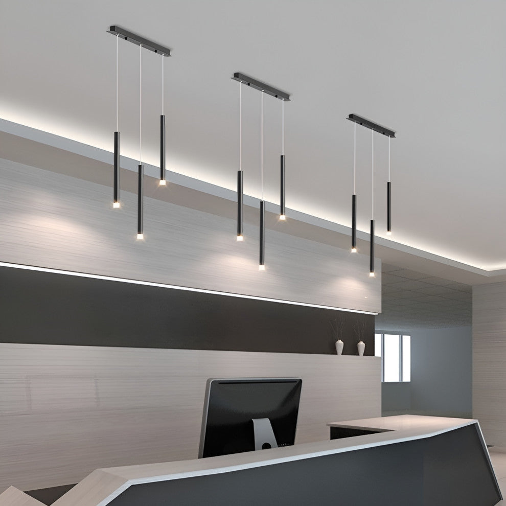 Burgdorf | Black Pendant Lamp in a Nordic Style for Kitchen, 3 Heads Black, Warm Light