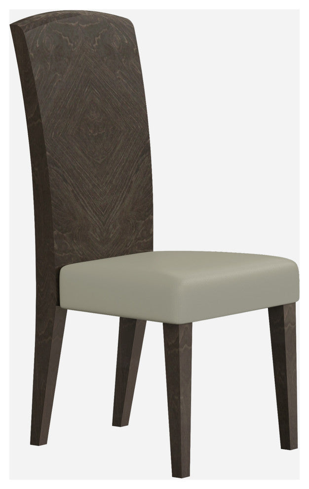 Set of Two Gray And Espresso Upholstered Dining Side Chairs