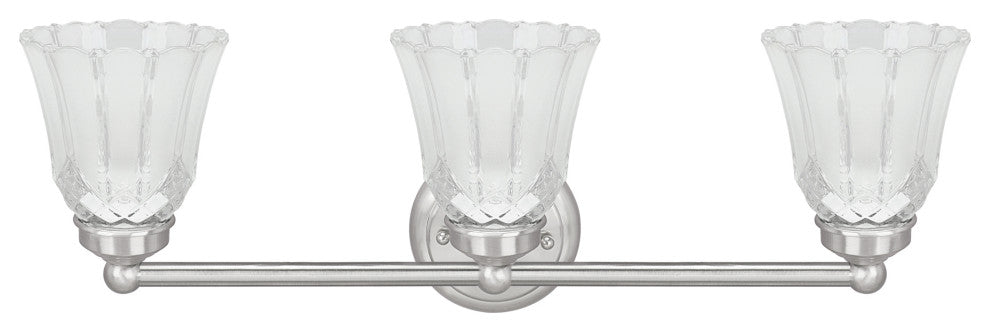 62172-1, 3-Light Bathroom Vanity Wall Light Fixture, Satin Nickel
