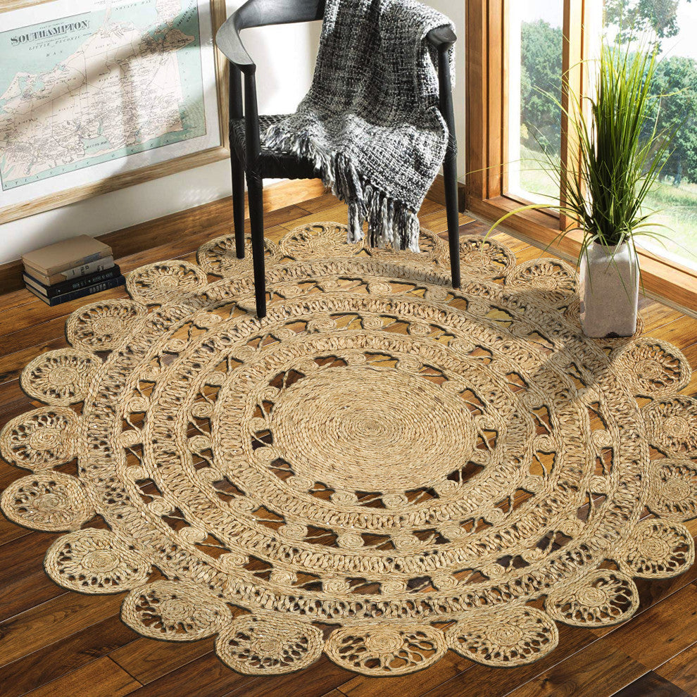 Sunshine Organic Jute Braided Area Rug, 4' Round
