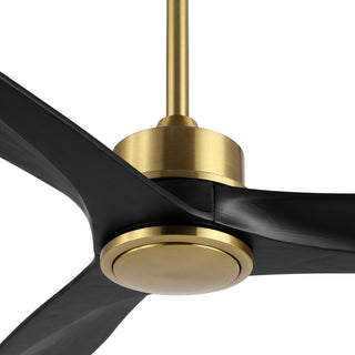 52" Solid Wood 3-Blade Propeller Ceiling Fan With Remote, Gold/Black