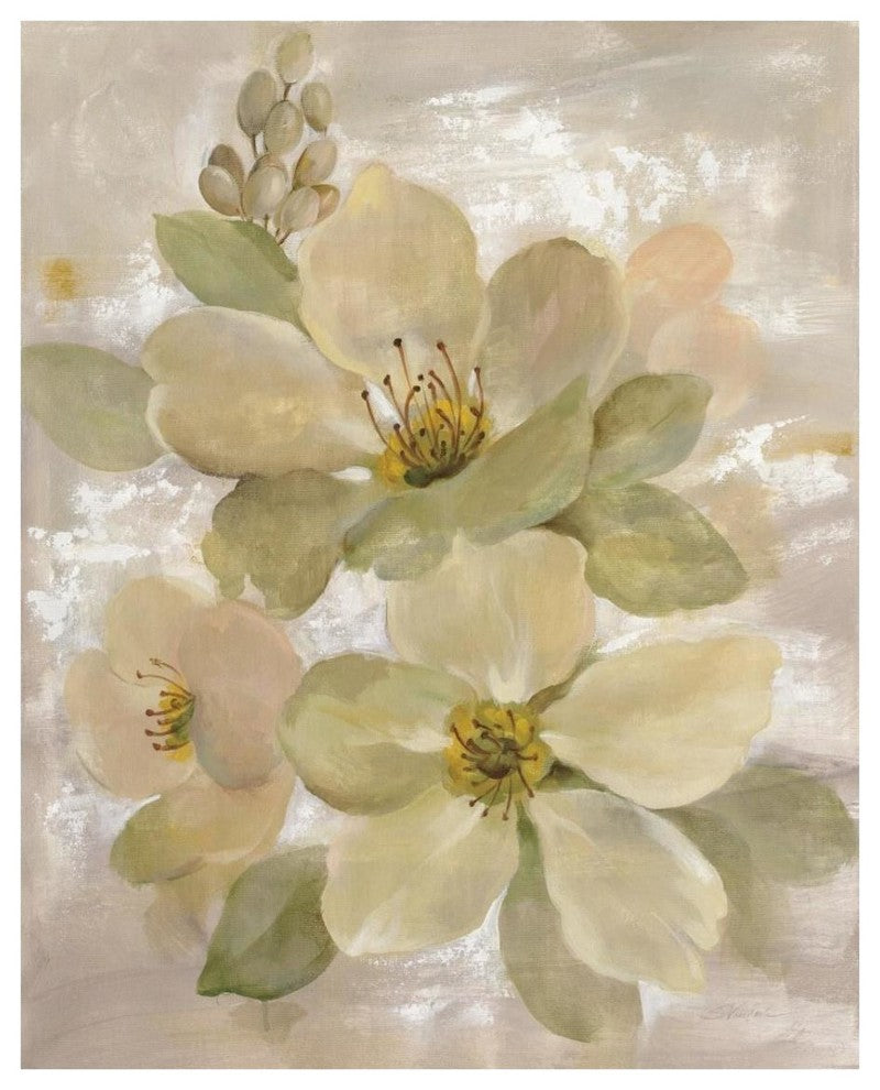 "White on White Floral I" Digital Paper Print by Silvia Vassileva, 24"x30"
