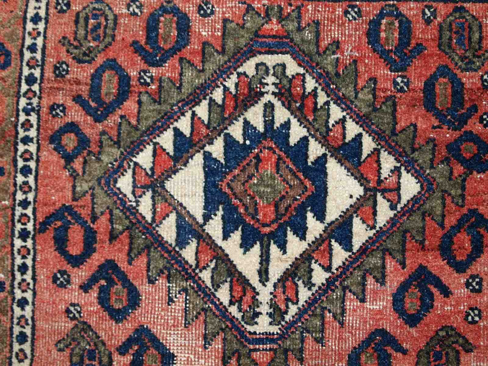 Handmade vintage Persian Kurdish bagface rug 1.8' x 1.9' (55cm x 59cm) 1930s