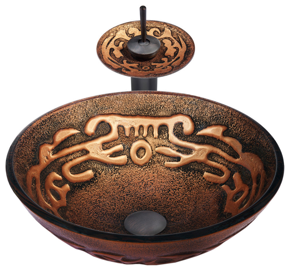 Mosaico Glass Vessel Sink Set, Oil Rubbed Bronze