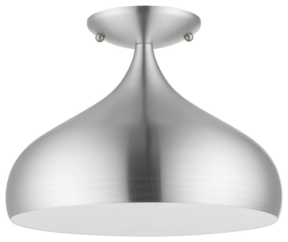 Livex Lighting 1 Light Brushed Aluminum Semi-Flush Mount