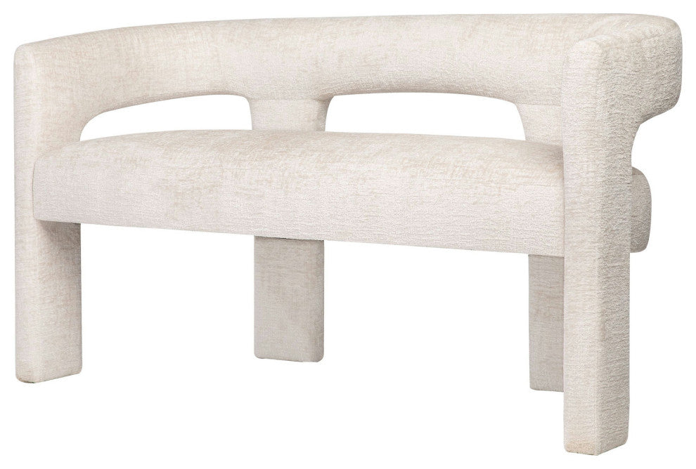 Gwen Modern Luxury Jacquard Fabric Upholstered Sculpture Bench - Natural