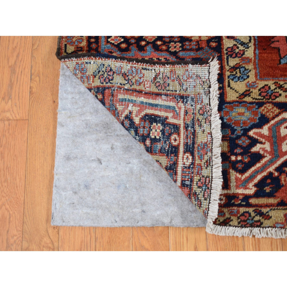 Barn Red Antique Persian Heriz Hand Knotted Pure Wool Oriental Rug 9'4"x12'10"