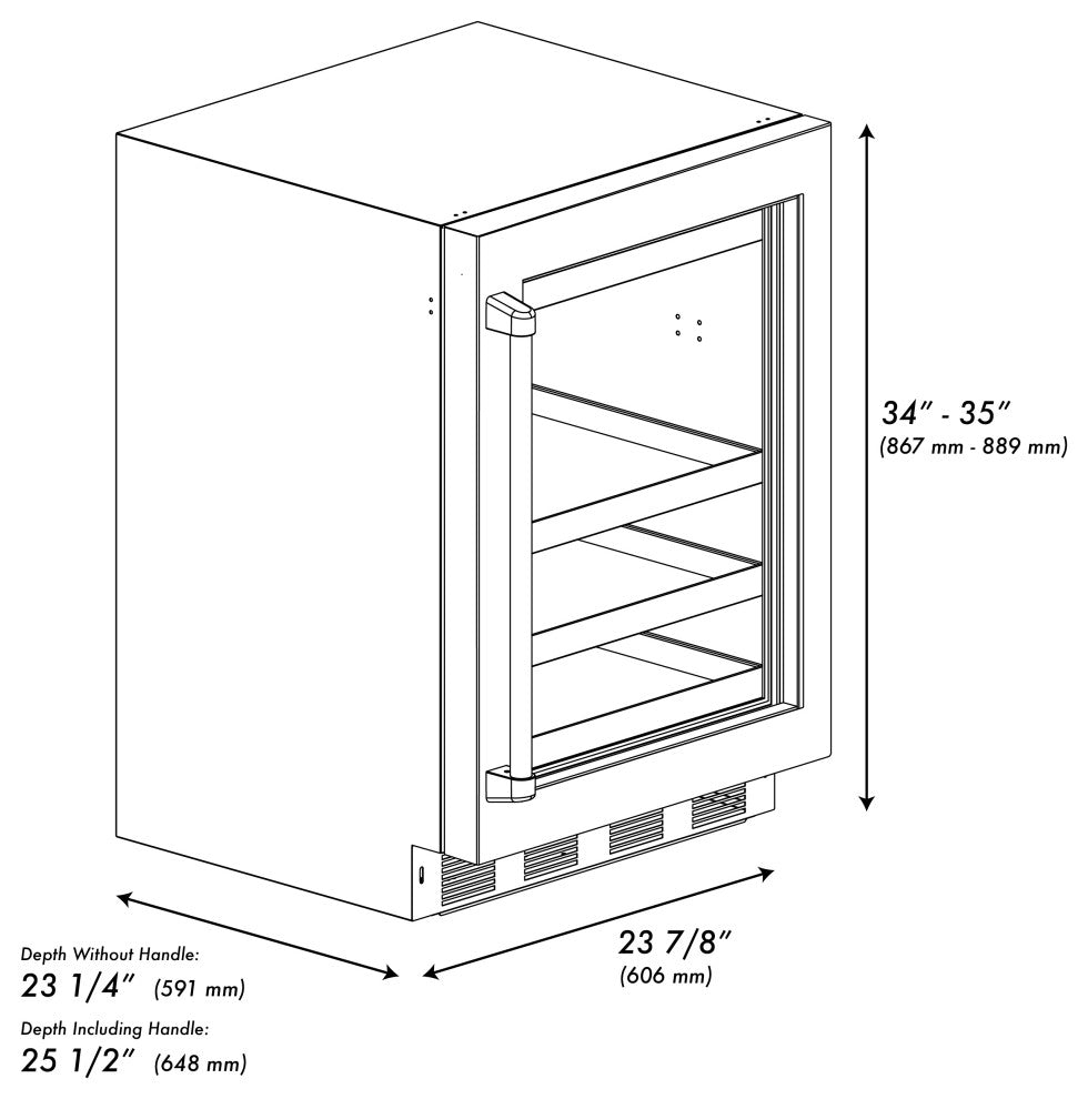 ZLINE 24" Touchstone Beverage Fridge With Stainless RBSOZ-GS-24-G