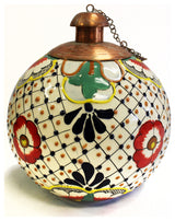 Talavera style table top torch, Made in Mexico, Flora Del Sol