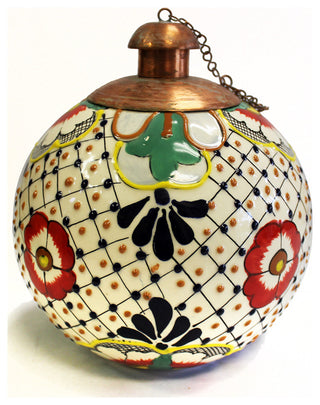 Talavera style table top torch, Made in Mexico, Flora Del Sol